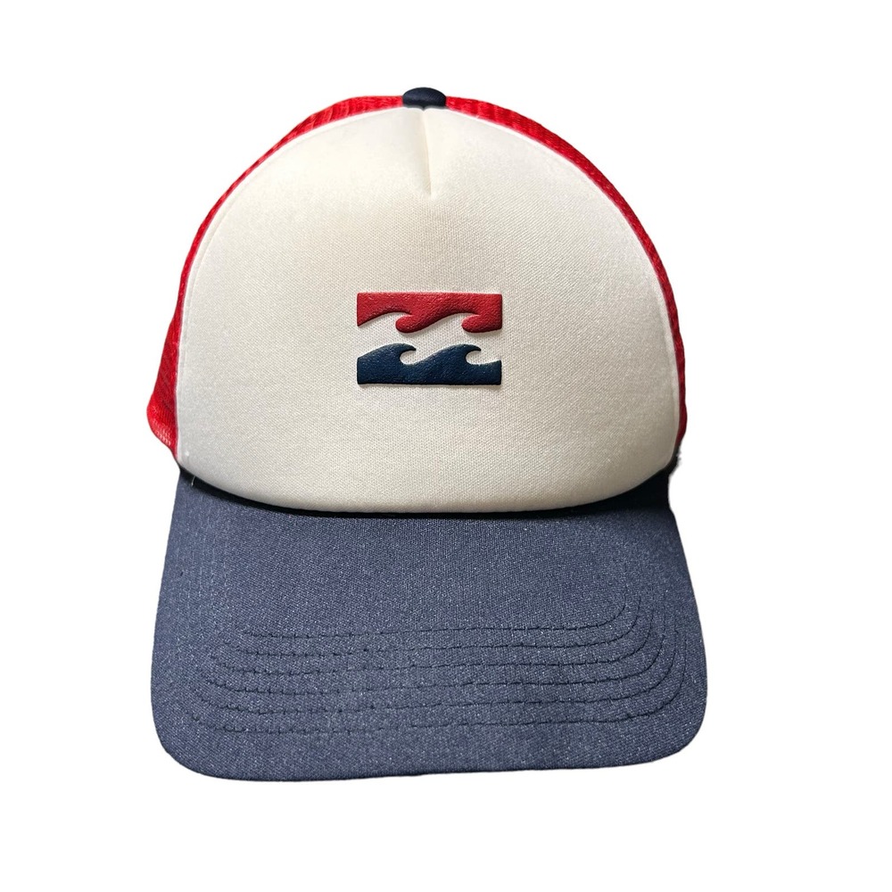 BILLABONG Podium Trucker Hat Red White Blue Snapback Foam Front Mens